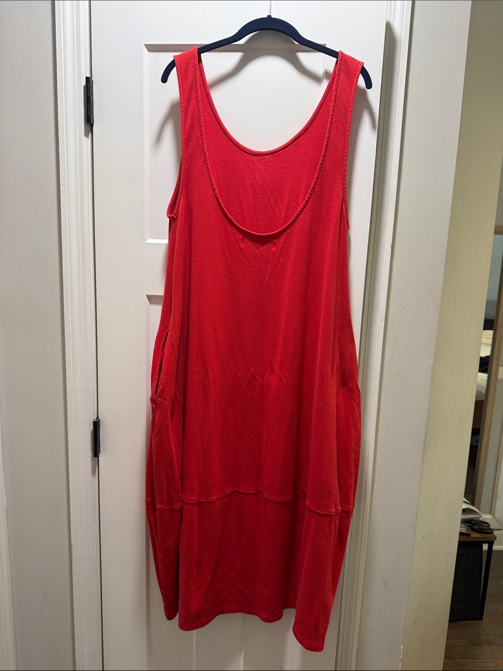 Free People Red Perth Barrel Tee Midi Dress, size Medium - Picture 5 of 8